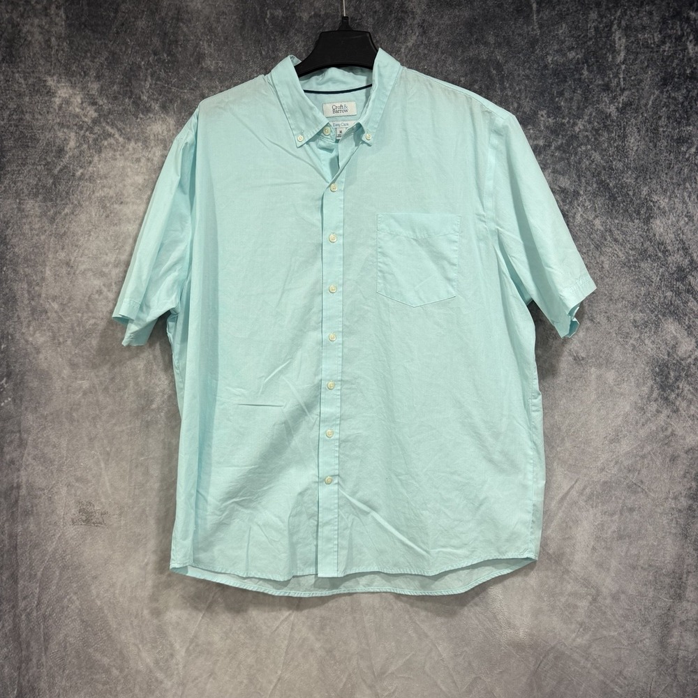 Croft & Barrow Button Down Men’s XL Aqua Short Sleeve Easy Care Pocket